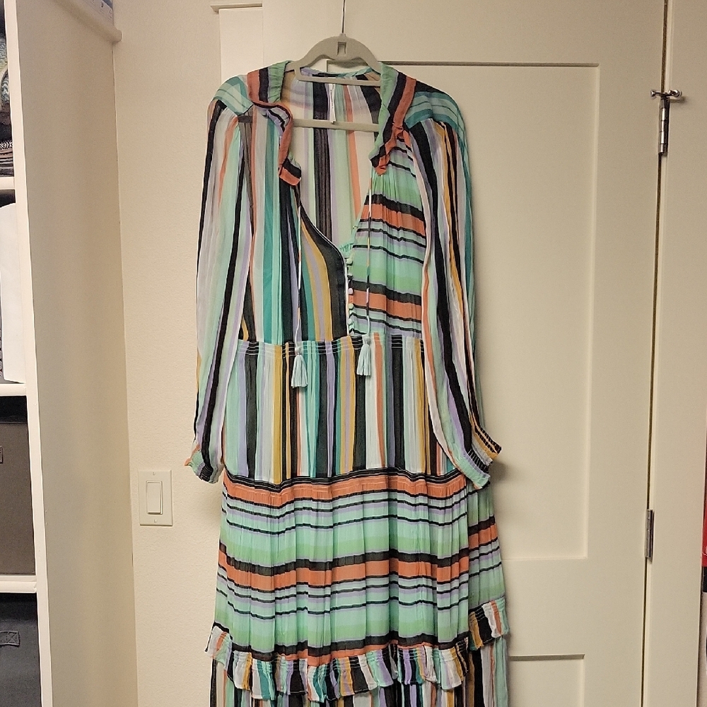 Anthropologie Marais Striped Chiffon Maxi Dress